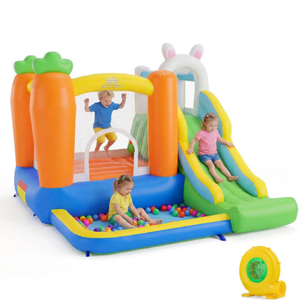 Bounce House for Kids 3-12 with Climbing Wall and 480W Blower for Backyard Party - Multicolor - Bounce House