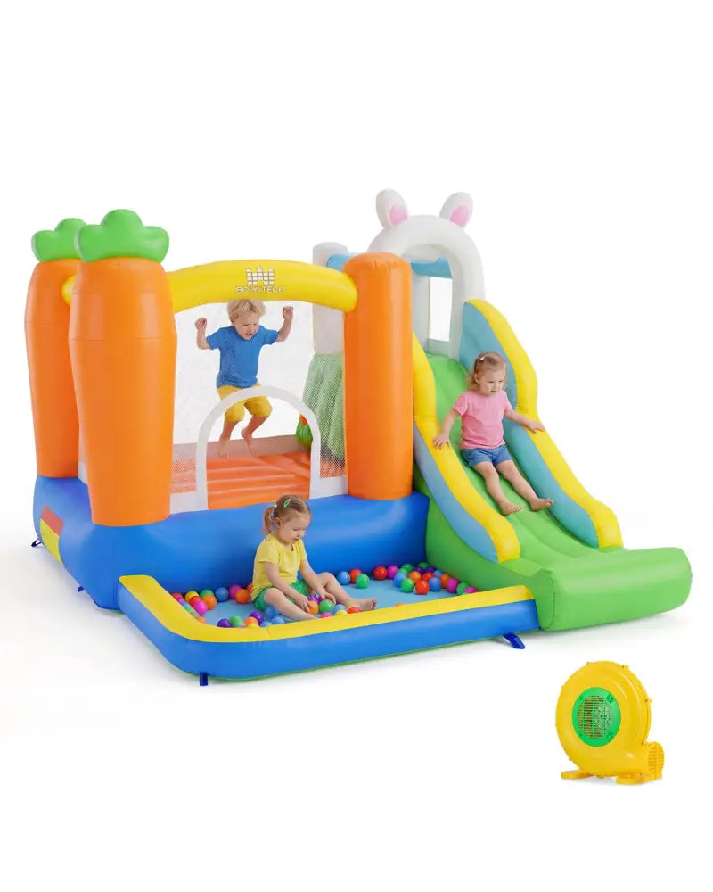 Bounce House for Kids 3-12 with Climbing Wall and 480W Blower for Backyard Party - Multicolor - Bounce House