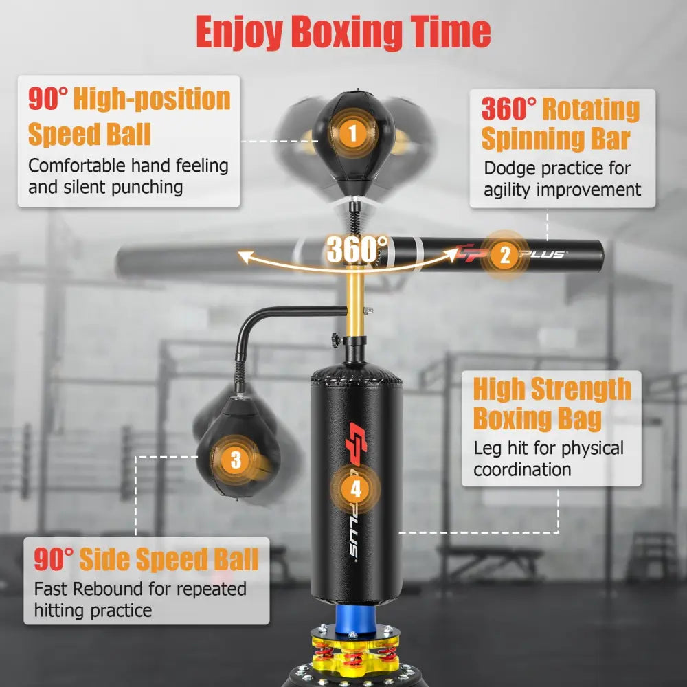 Boxing Speed Trainer Freestanding Fillable 360° Spinning Bar Adjustable Height - Boxing & Martial Arts