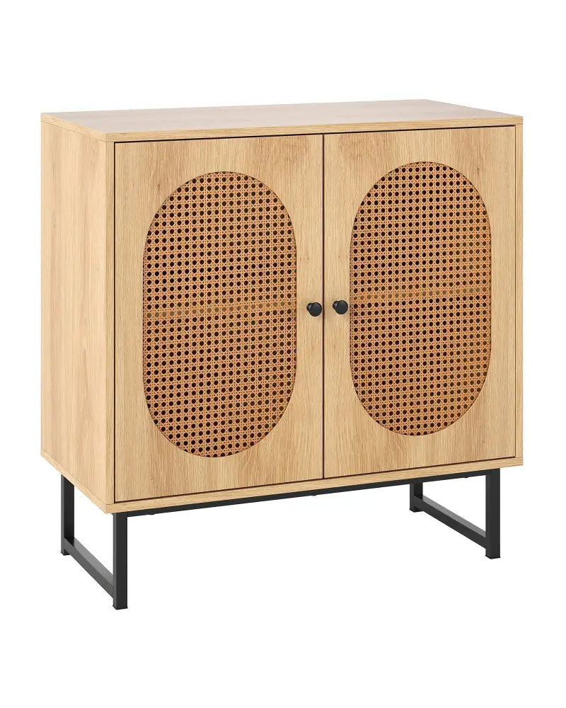 Buffet Cabinet Rattan Storage Cabinet with 2 Doors and Adjustable Shelf-Natural - Natural - Sideboards Cabinets &