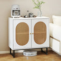 Buffet Cabinet Rattan Storage Cabinet with 2 Doors and Adjustable Shelf-White - White - Sideboards Cabinets & Buffets