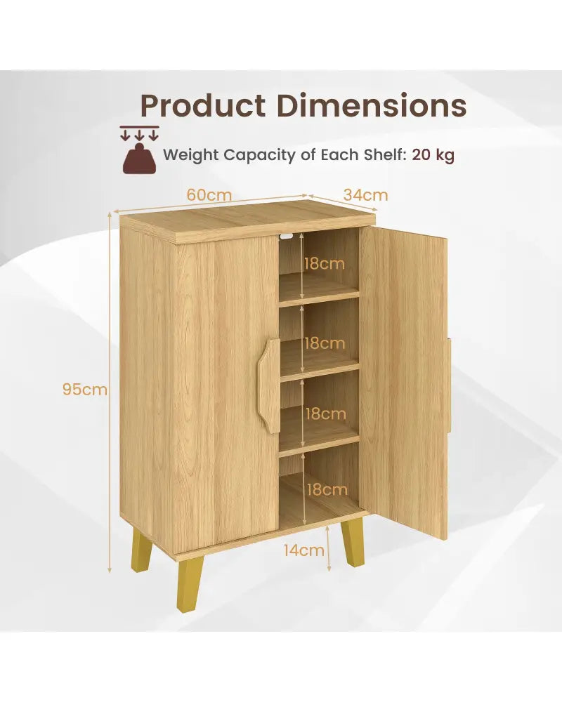Buffet Cabinet with Double Doors and Raised Legs-Natural - Natural - Sideboards Cabinets & Buffets