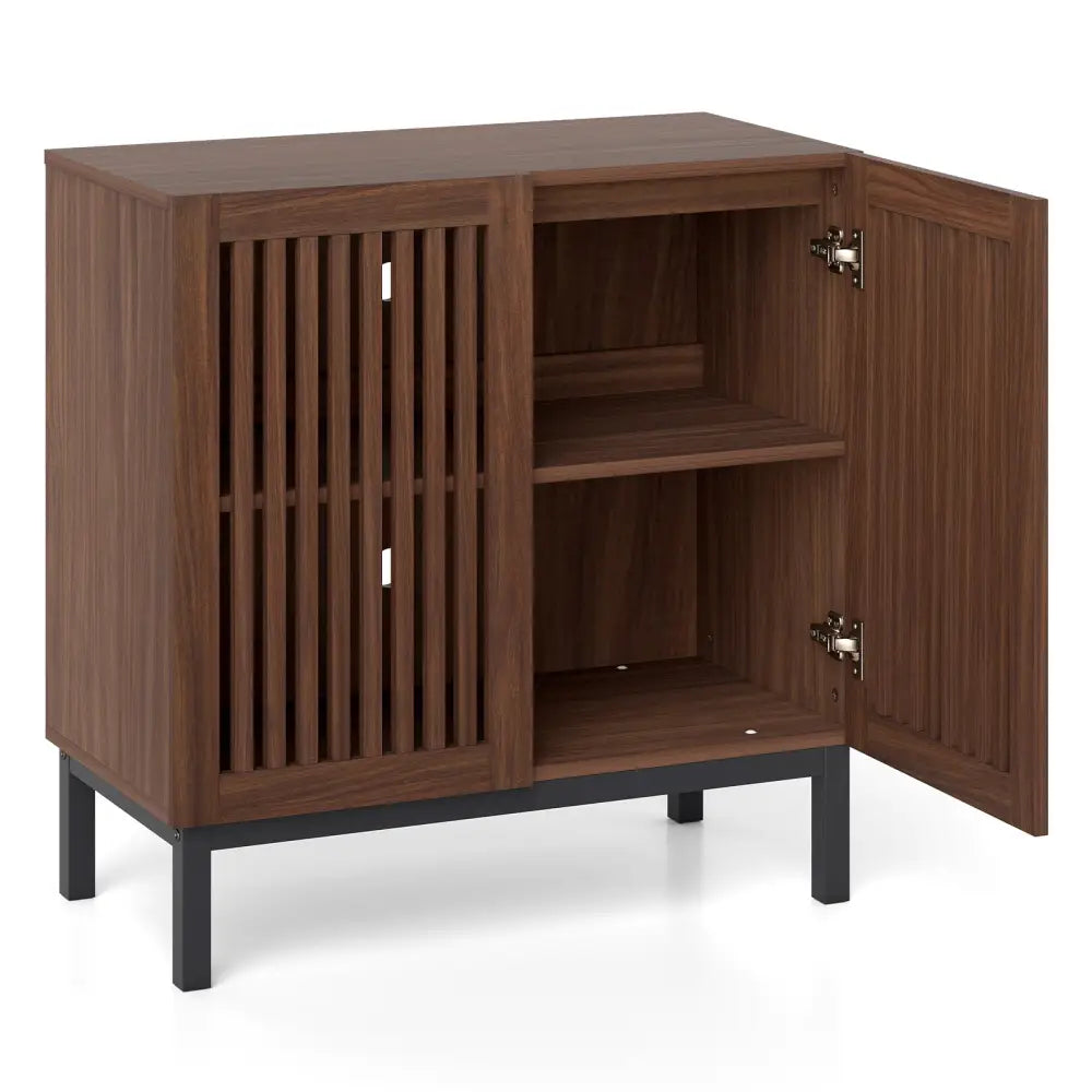 Buffet Cabinet with Storage 32’’ Wooden Sideboard Coffee Bar Station-Walnut - Walnut - Sideboards Cabinets & Buffets