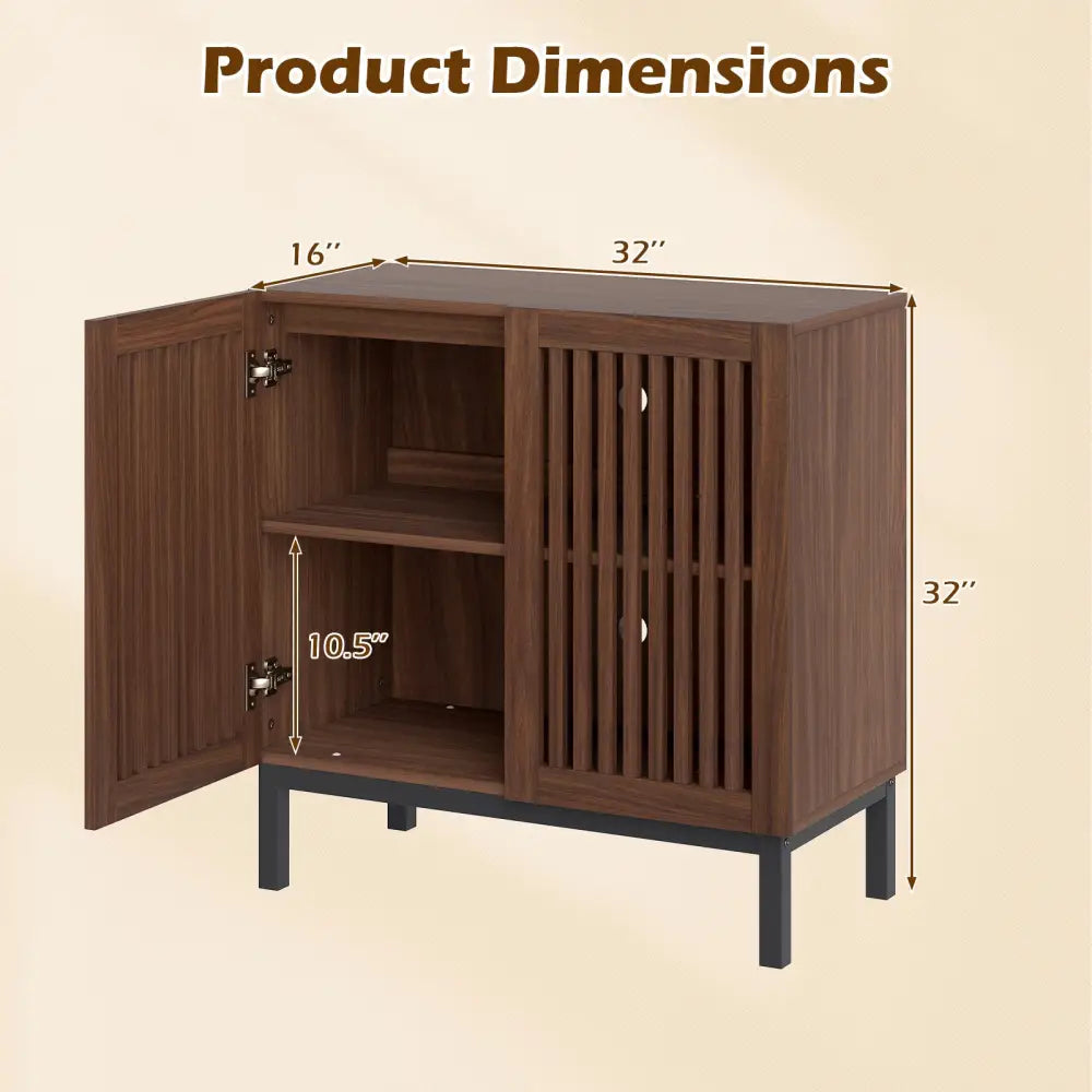 Buffet Cabinet with Storage 32’’ Wooden Sideboard Coffee Bar Station-Walnut - Walnut - Sideboards Cabinets & Buffets