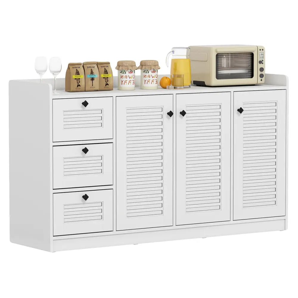 Buffet Cabinet with Storage Modern Sideboard Cabinet with 3 Doors-White - White - Sideboards Cabinets & Buffets