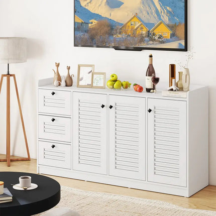 Buffet Cabinet with Storage Modern Sideboard Cabinet with 3 Doors-White - White - Sideboards Cabinets & Buffets