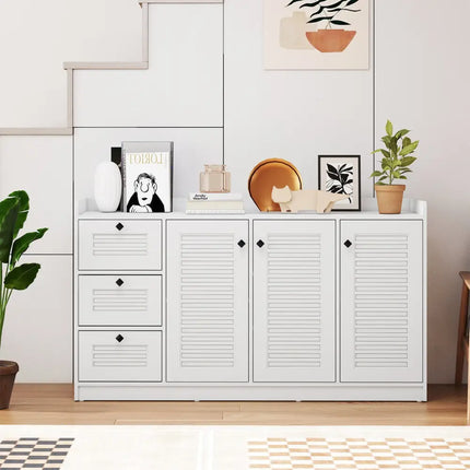 Buffet Cabinet with Storage Modern Sideboard Cabinet with 3 Doors-White - White - Sideboards Cabinets & Buffets