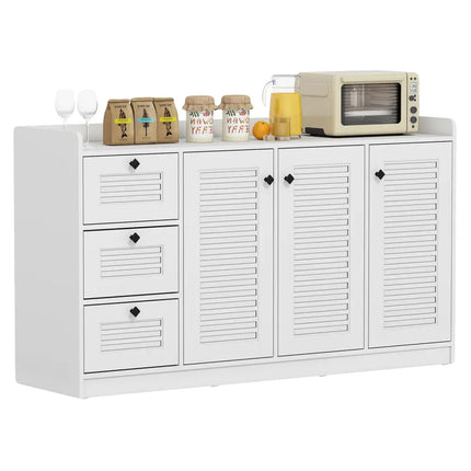 Buffet Cabinet with Storage Modern Sideboard Cabinet with 3 Doors-White - White - Sideboards Cabinets & Buffets