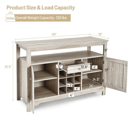 Buffet Server Sideboard Wine Cabinet Console-Gray - Gray - Sideboards Cabinets & Buffets