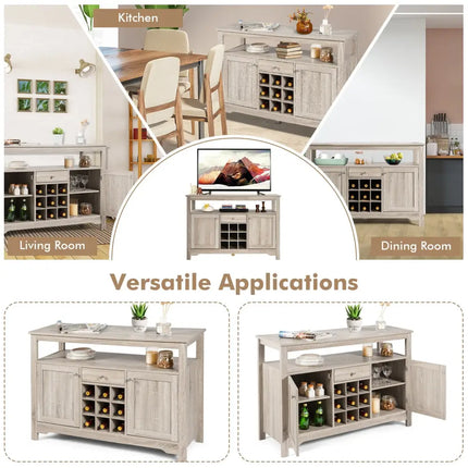 Buffet Server Sideboard Wine Cabinet Console-Gray - Gray - Sideboards Cabinets & Buffets