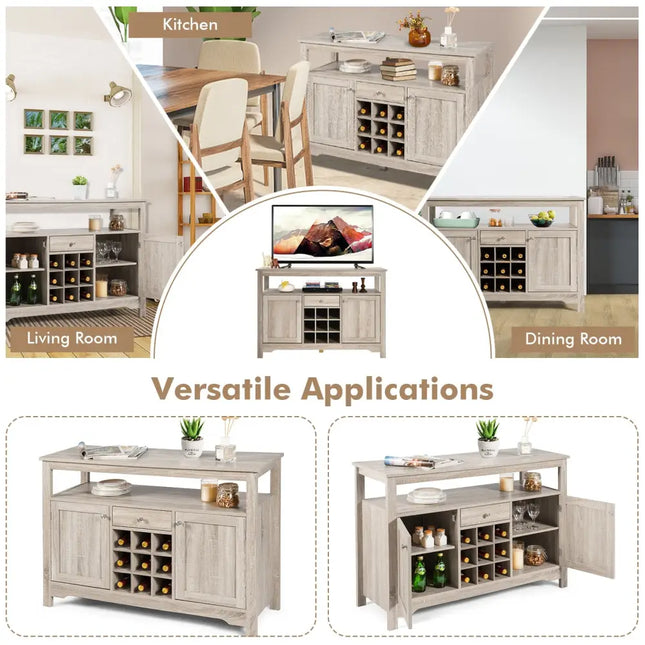 Buffet Server Sideboard Wine Cabinet Console-Gray - Gray - Sideboards Cabinets & Buffets