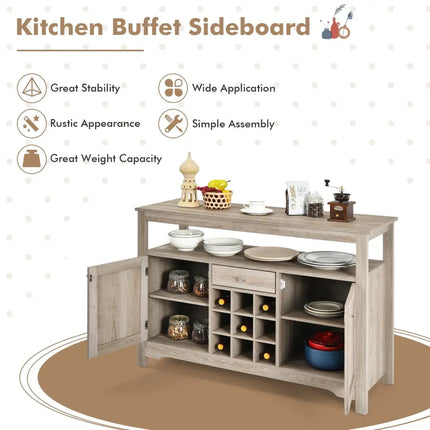 Buffet Server Sideboard Wine Cabinet Console-Gray - Gray - Sideboards Cabinets & Buffets