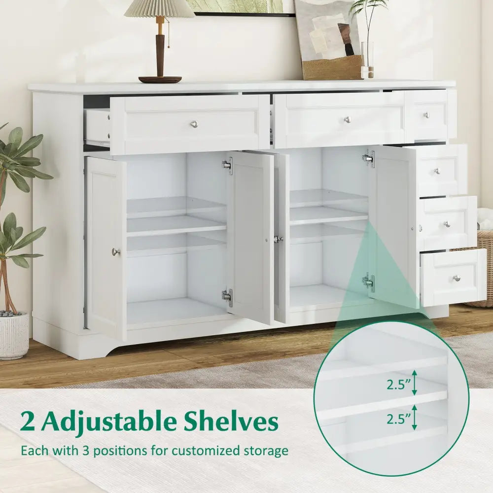 Buffet Sideboard 59’’ Modern Coffee Bar Station Console Table-White - White - Console Tables