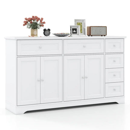 Buffet Sideboard 59’’ Modern Coffee Bar Station Console Table-White - White - Console Tables