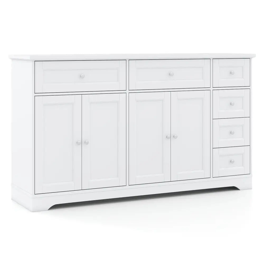 Buffet Sideboard 59’’ Modern Coffee Bar Station Console Table-White - White - Console Tables