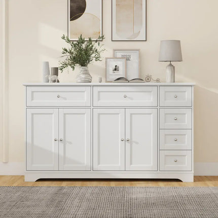 Buffet Sideboard 59’’ Modern Coffee Bar Station Console Table-White - White - Console Tables