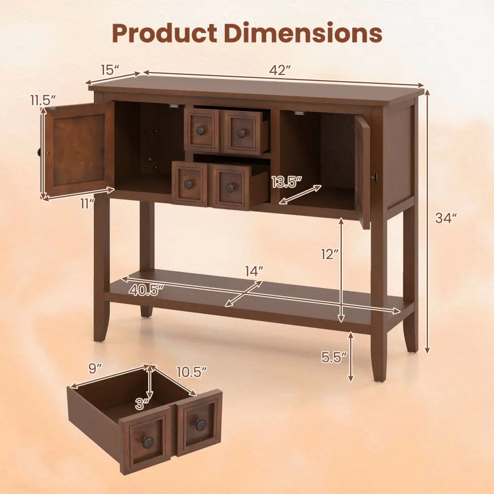 Buffet Sideboard Cabinet with 2 Doors and 2 Drawers-Brown - Brown - Sideboards Cabinets & Buffets