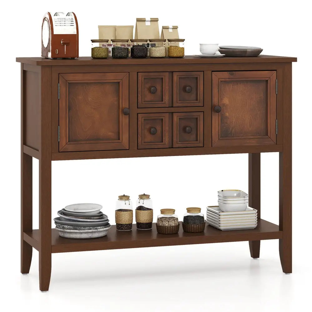 Buffet Sideboard Cabinet with 2 Doors and 2 Drawers-Brown - Brown - Sideboards Cabinets & Buffets