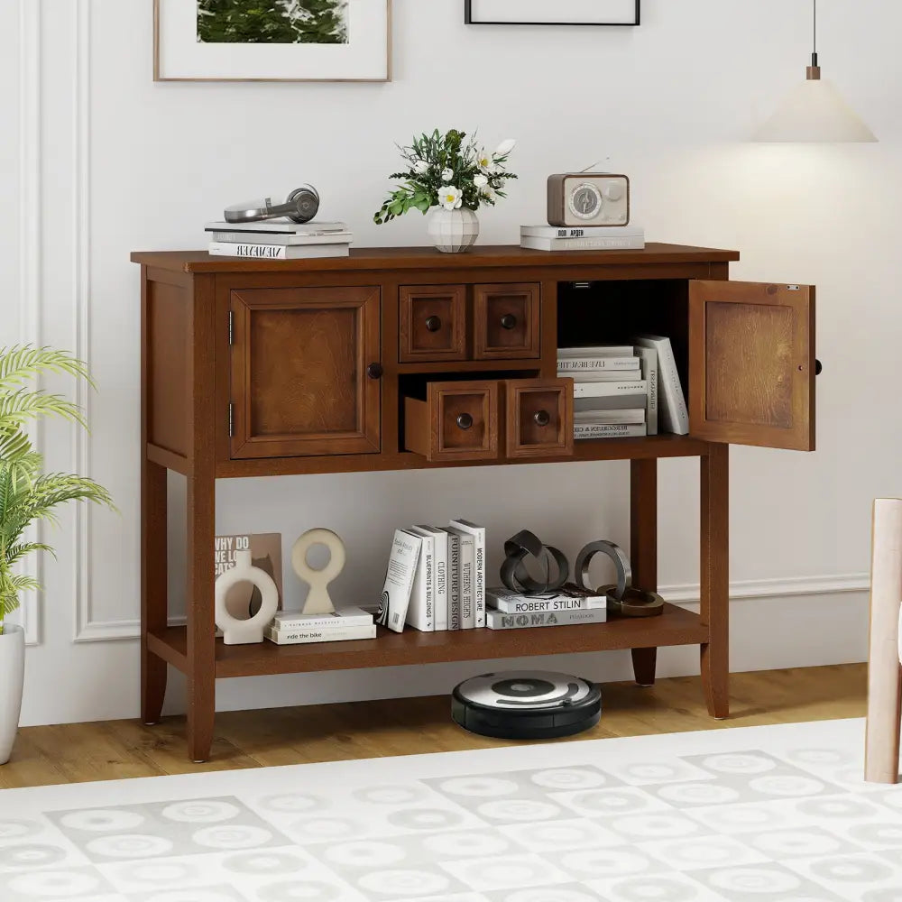 Buffet Sideboard Cabinet with 2 Doors and 2 Drawers-Brown - Brown - Sideboards Cabinets & Buffets
