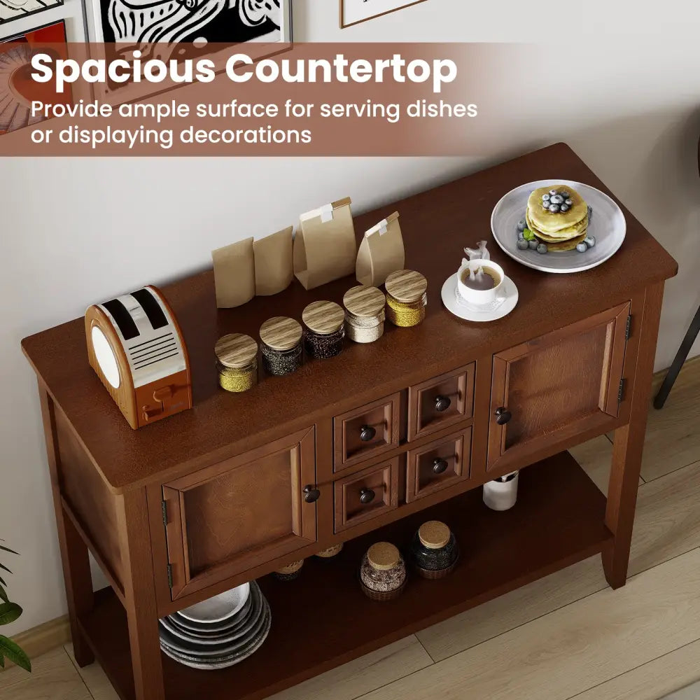 Buffet Sideboard Cabinet with 2 Doors and 2 Drawers-Brown - Brown - Sideboards Cabinets & Buffets