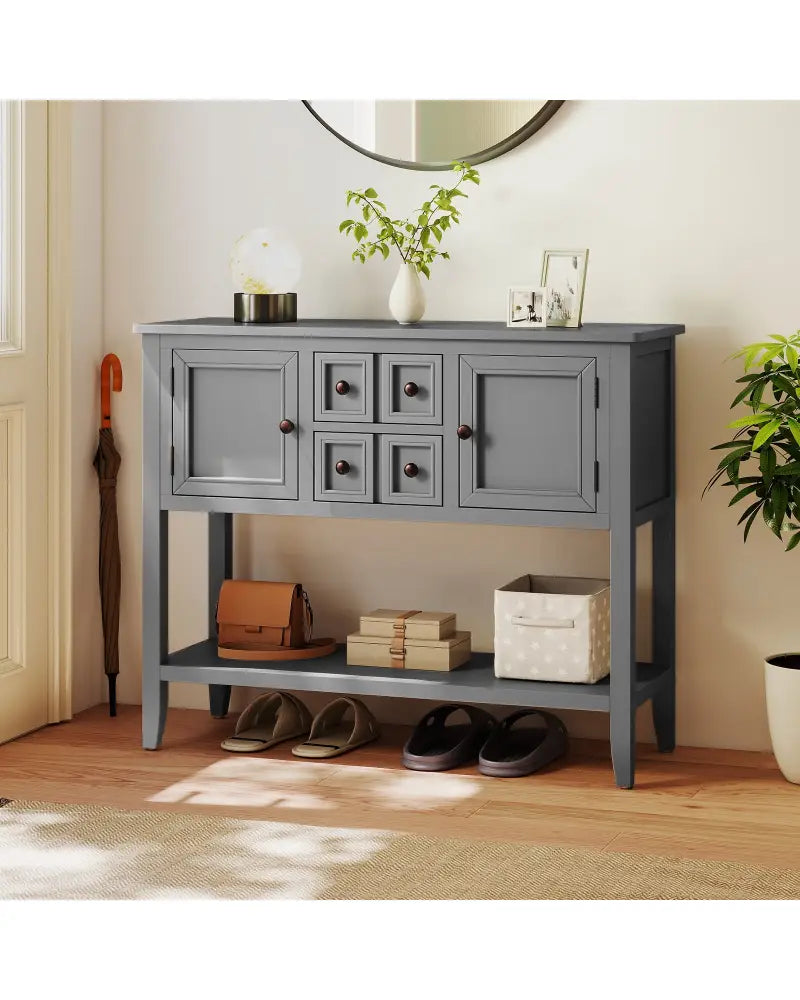 Buffet Sideboard Cabinet with 2 Doors and 2 Drawers-Gray - Gray - Sideboards Cabinets & Buffets