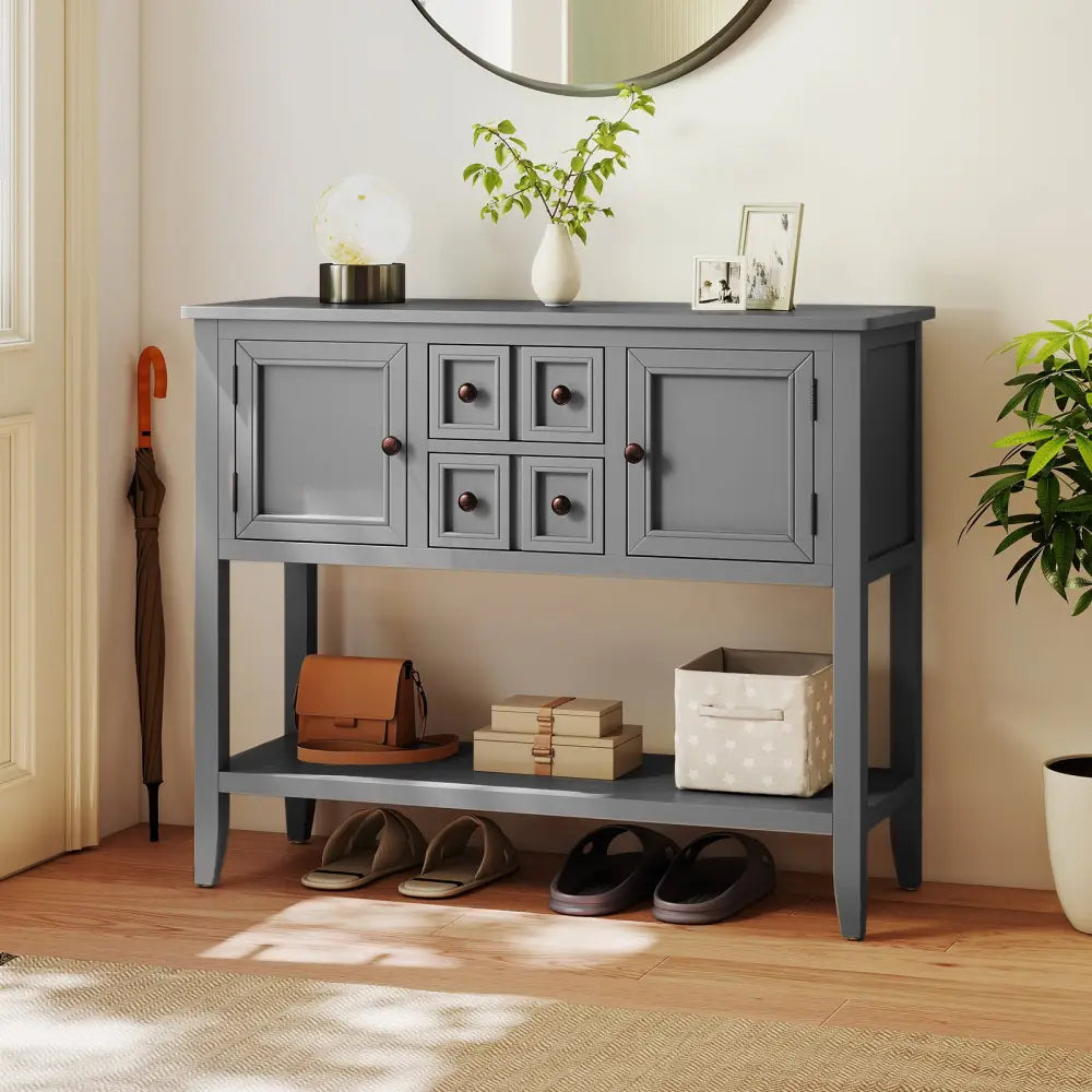 Buffet Sideboard Cabinet with 2 Doors and 2 Drawers-Gray - Gray - Sideboards Cabinets & Buffets