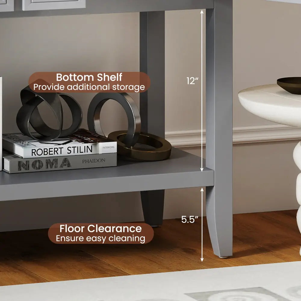 Buffet Sideboard Cabinet with 2 Doors and 2 Drawers-Gray - Gray - Sideboards Cabinets & Buffets