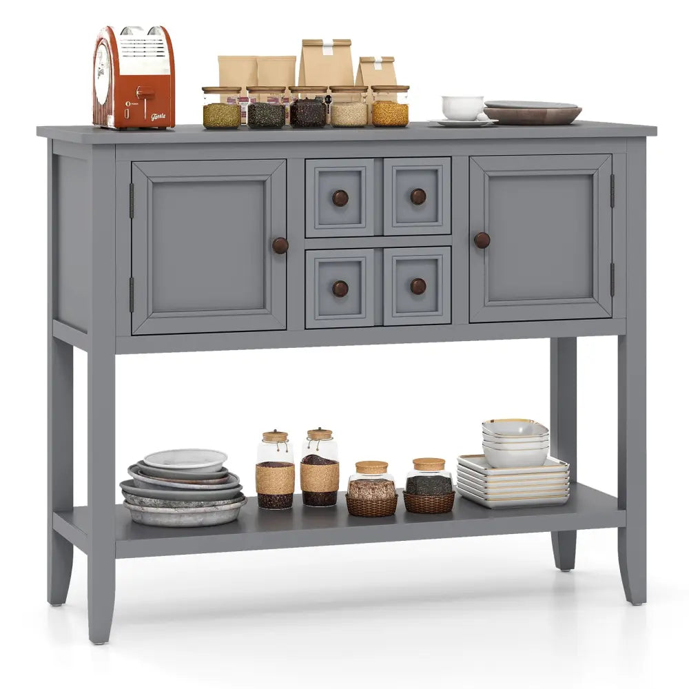 Buffet Sideboard Cabinet with 2 Doors and 2 Drawers-Gray - Gray - Sideboards Cabinets & Buffets