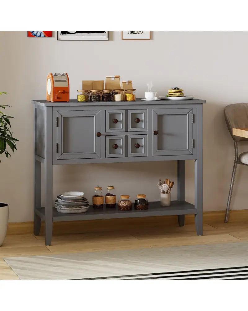 Buffet Sideboard Cabinet with 2 Doors and 2 Drawers-Gray - Gray - Sideboards Cabinets & Buffets