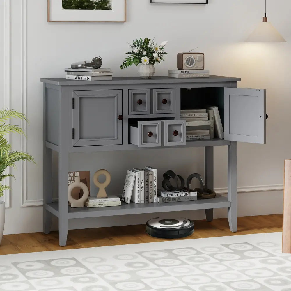 Buffet Sideboard Cabinet with 2 Doors and 2 Drawers-Gray - Gray - Sideboards Cabinets & Buffets
