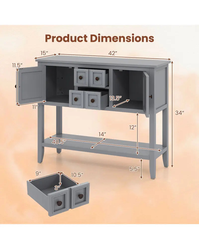 Buffet Sideboard Cabinet with 2 Doors and 2 Drawers-Gray - Gray - Sideboards Cabinets & Buffets