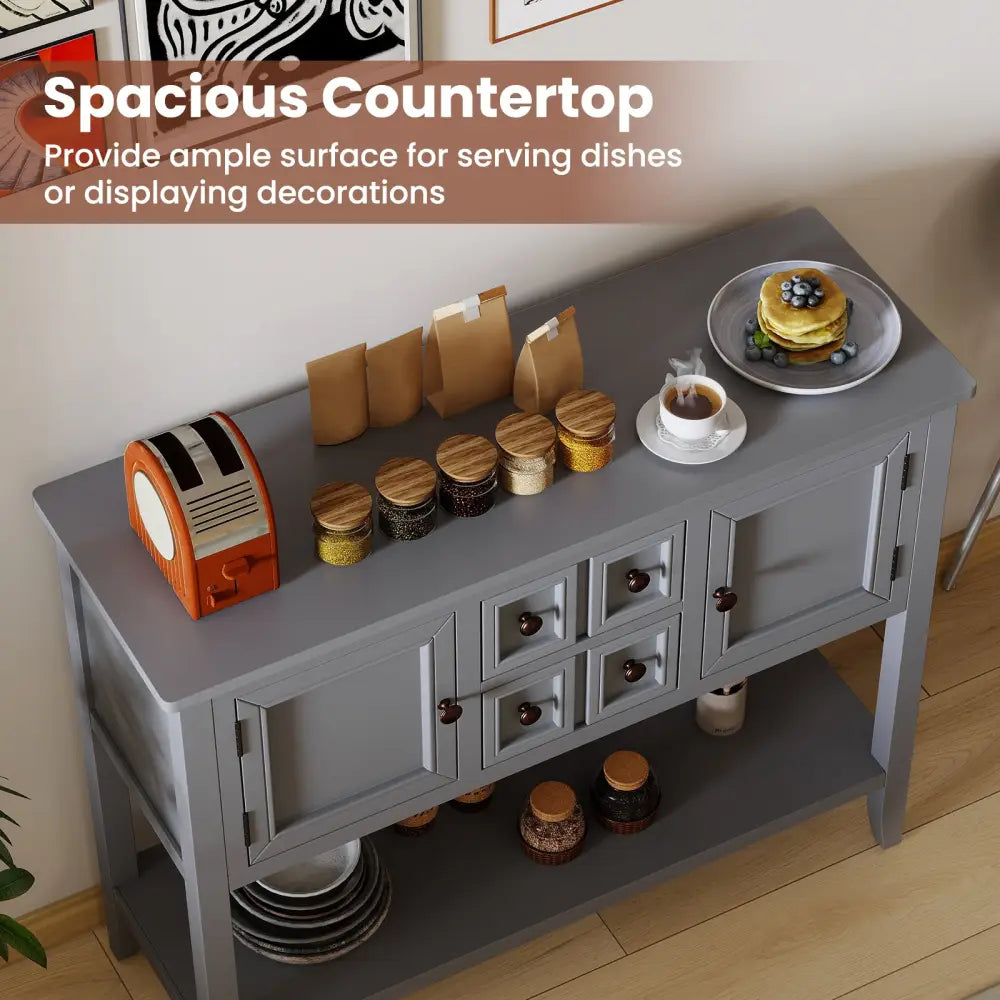 Buffet Sideboard Cabinet with 2 Doors and 2 Drawers-Gray - Gray - Sideboards Cabinets & Buffets