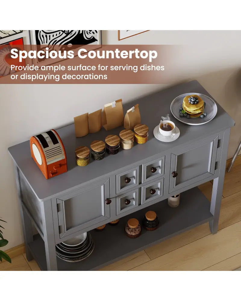 Buffet Sideboard Cabinet with 2 Doors and 2 Drawers-Gray - Gray - Sideboards Cabinets & Buffets