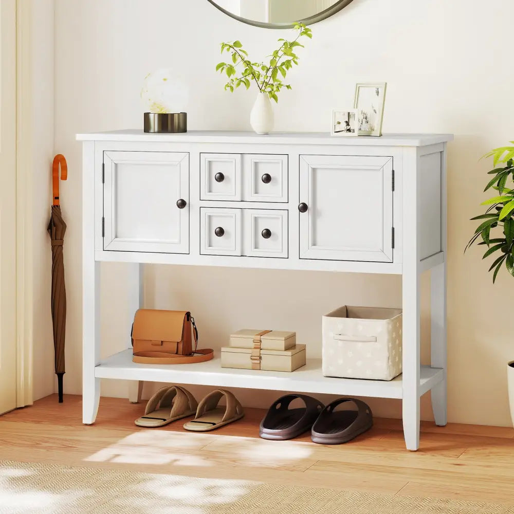 Buffet Sideboard Cabinet with 2 Doors and 2 Drawers-White - White - Sideboards Cabinets & Buffets