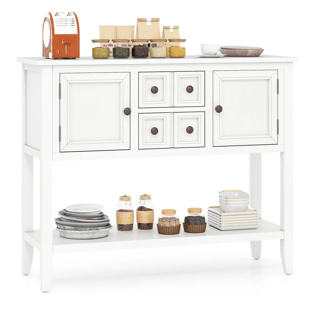 Buffet Sideboard Cabinet with 2 Doors and 2 Drawers-White - White - Sideboards Cabinets & Buffets