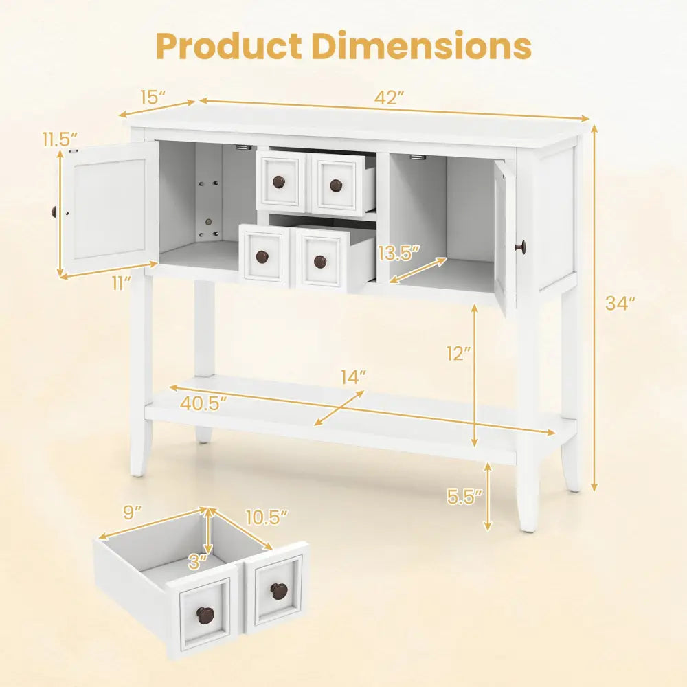 Buffet Sideboard Cabinet with 2 Doors and 2 Drawers-White - White - Sideboards Cabinets & Buffets