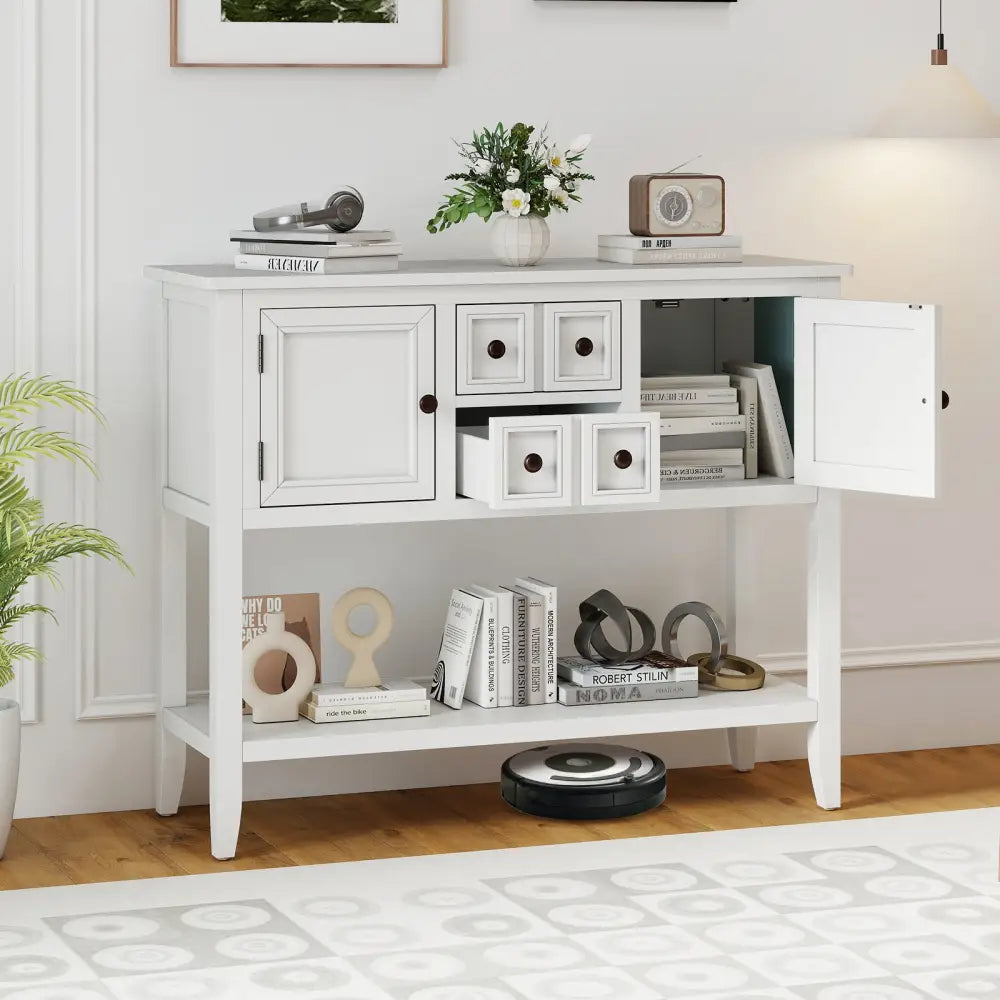 Buffet Sideboard Cabinet with 2 Doors and 2 Drawers-White - White - Sideboards Cabinets & Buffets