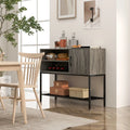 Buffet Sideboard Coffee Bar Cabinet with Power Outlets and USB Ports-Gray - Gray - Sideboards Cabinets & Buffets