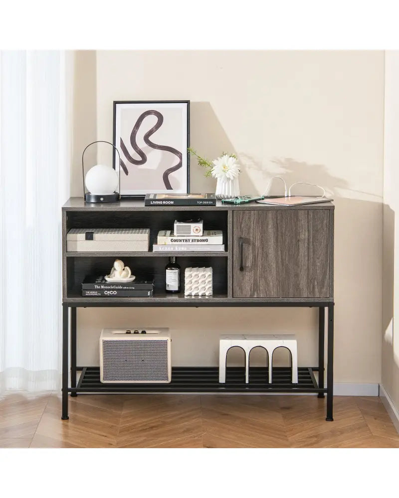 Buffet Sideboard Coffee Bar Cabinet with Power Outlets and USB Ports-Gray - Gray - Sideboards Cabinets & Buffets