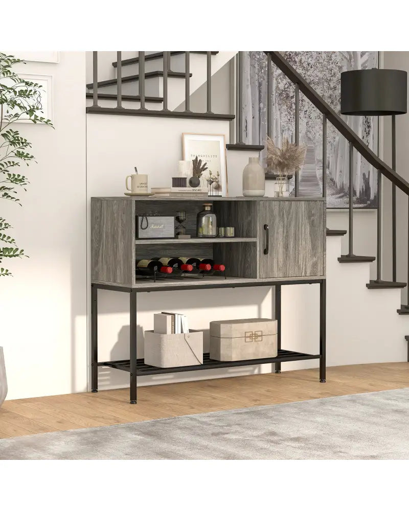 Buffet Sideboard Coffee Bar Cabinet with Power Outlets and USB Ports-Gray - Gray - Sideboards Cabinets & Buffets