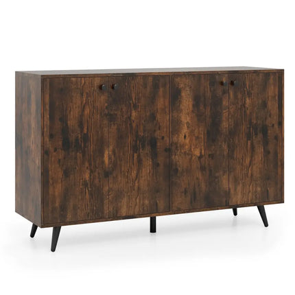 Buffet Sideboard Mid Century Modern Storage Cabinet with Adjustable Shelves-Rustic Brown - Rustic Brown - Sideboards