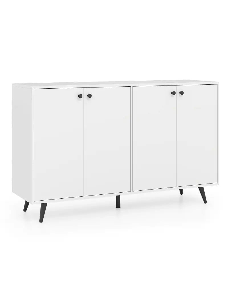 Buffet Sideboard Mid Century Modern Storage Cabinet with Adjustable Shelves-White - White - Sideboards Cabinets &