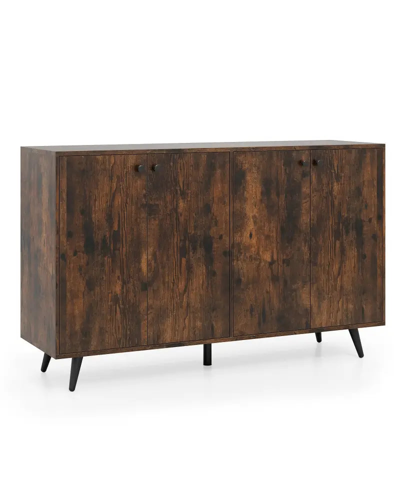 Buffet Sideboard Mid Century Modern Storage Cabinet with Adjustable Shelves-Rustic Brown - Rustic Brown - Sideboards