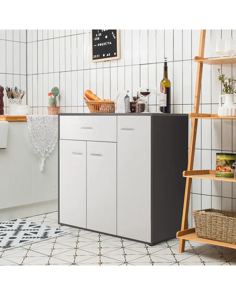 Buffet Sideboard Storage Cabinet with Spacious Table Top - Black & White - Sideboards Cabinets & Buffets
