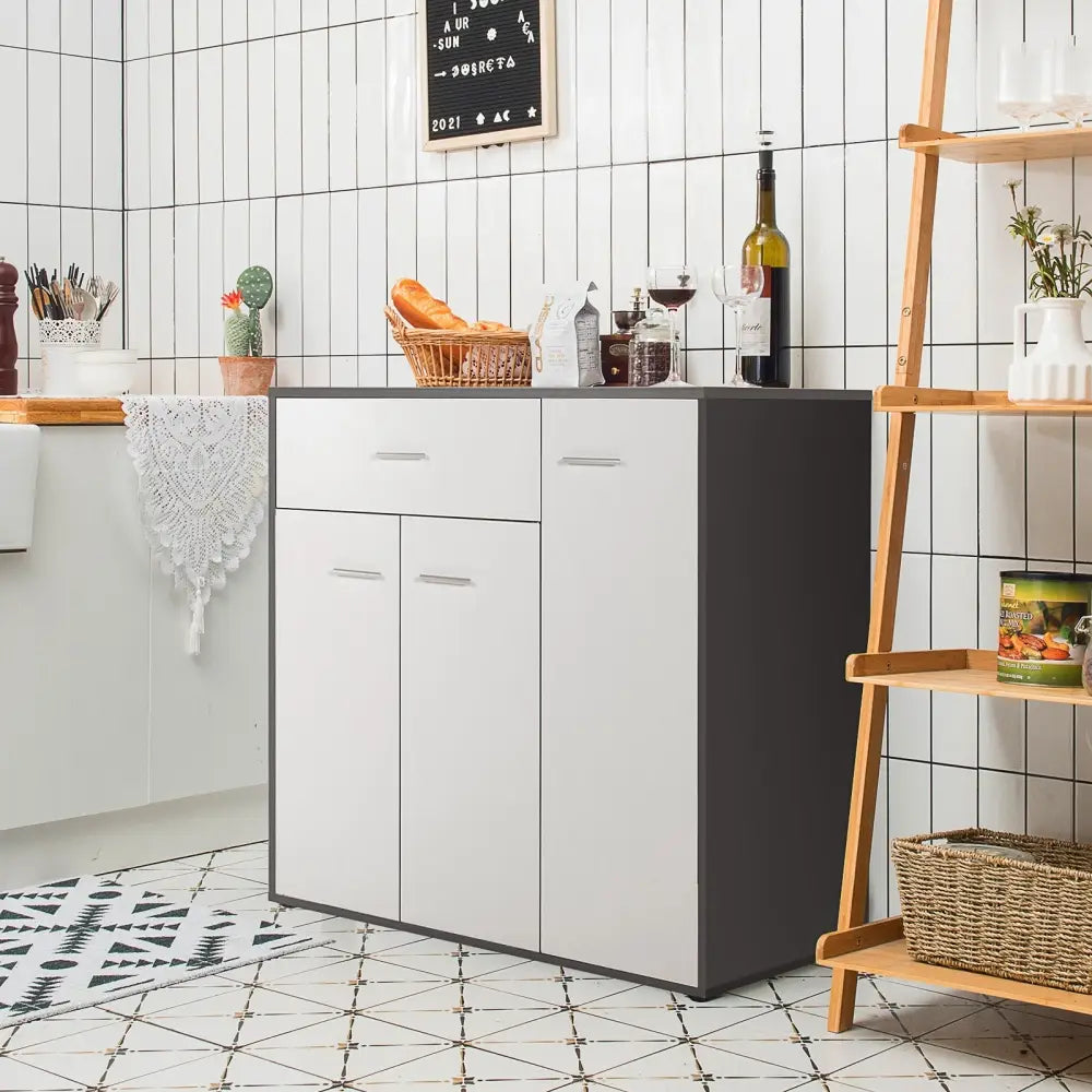 Buffet Sideboard Storage Cabinet with Spacious Table Top - Black & White - Sideboards Cabinets & Buffets