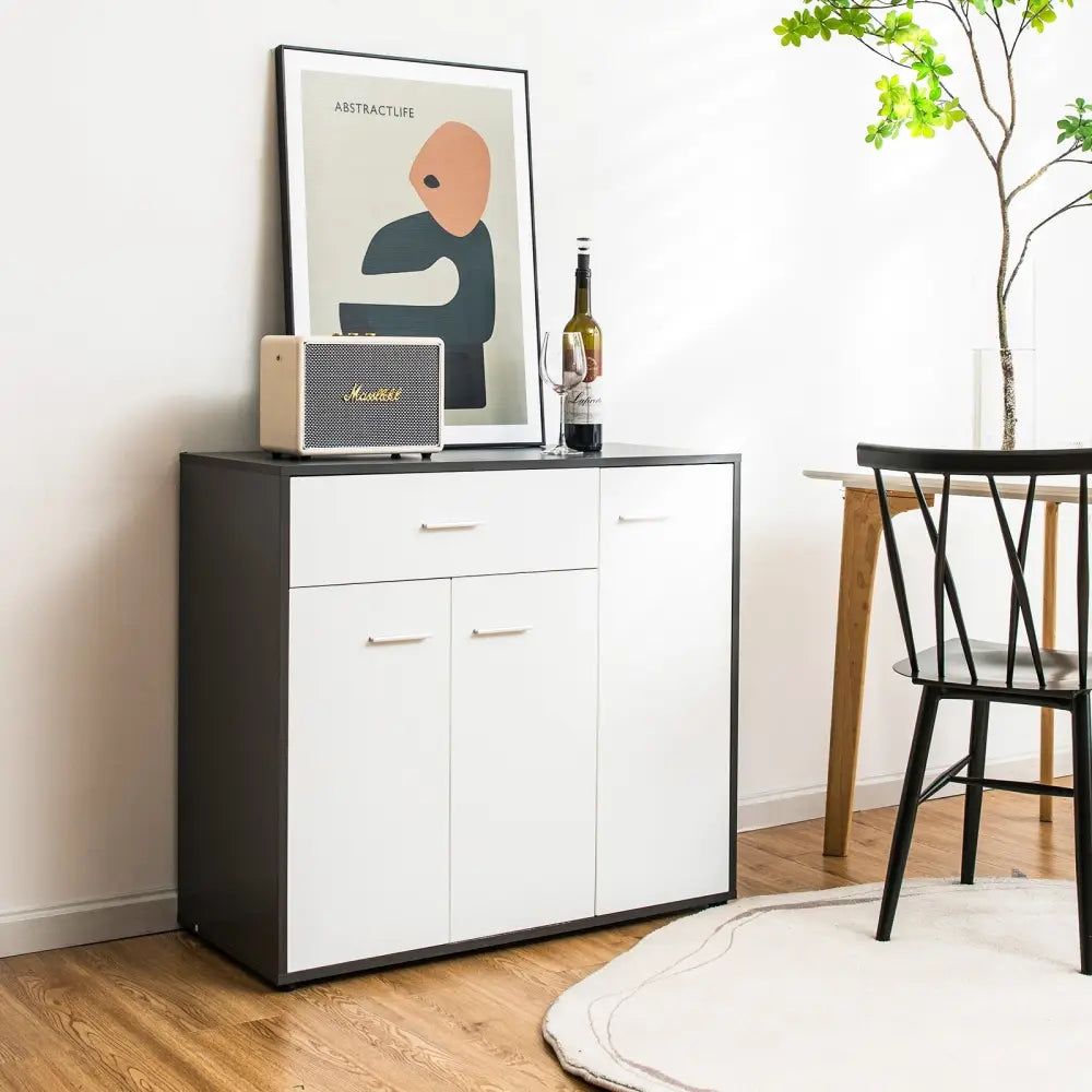 Buffet Sideboard Storage Cabinet with Spacious Table Top - Black & White - Sideboards Cabinets & Buffets