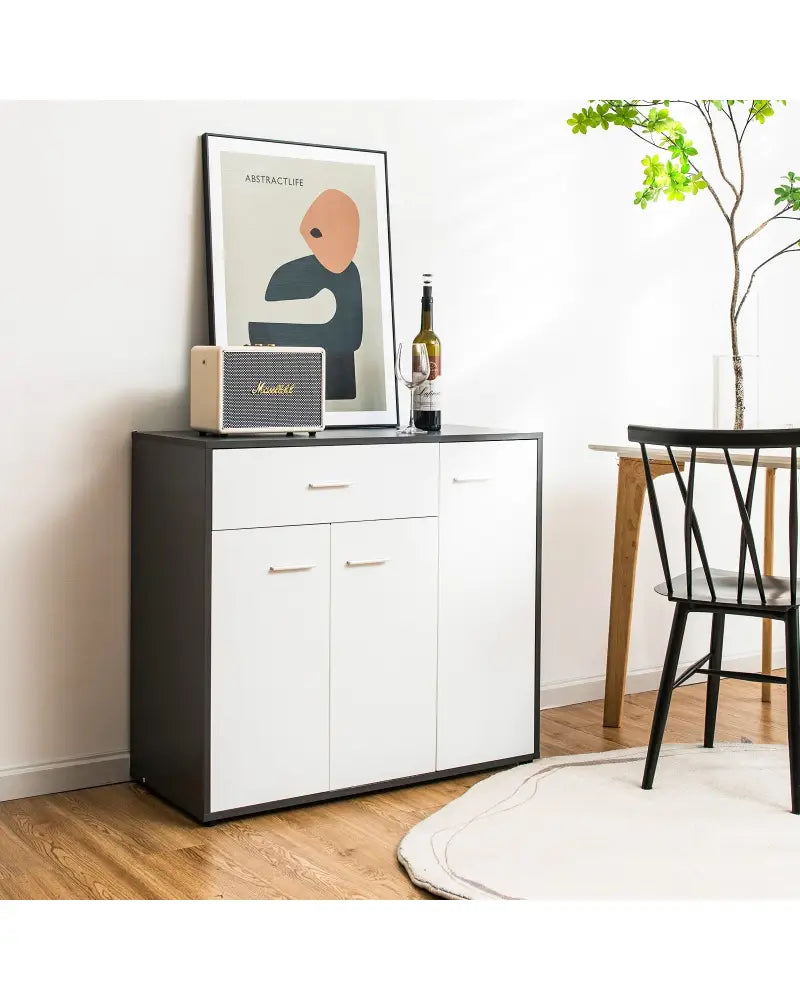 Buffet Sideboard Storage Cabinet with Spacious Table Top - Black & White - Sideboards Cabinets & Buffets