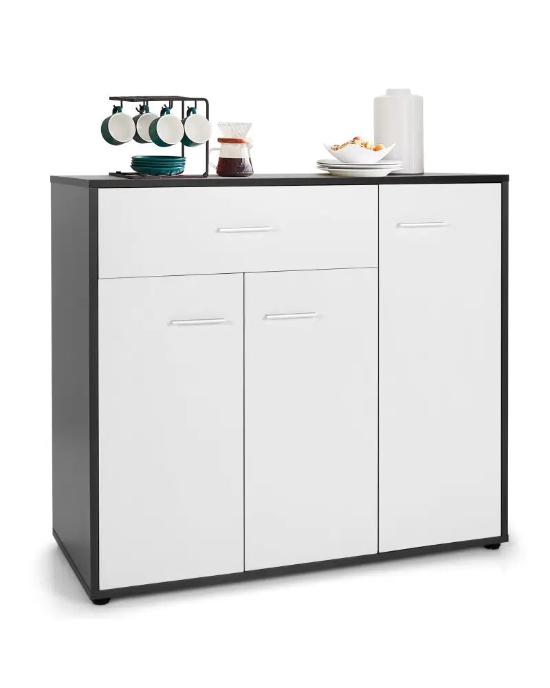Buffet Sideboard Storage Cabinet with Spacious Table Top - Black & White - Sideboards Cabinets & Buffets