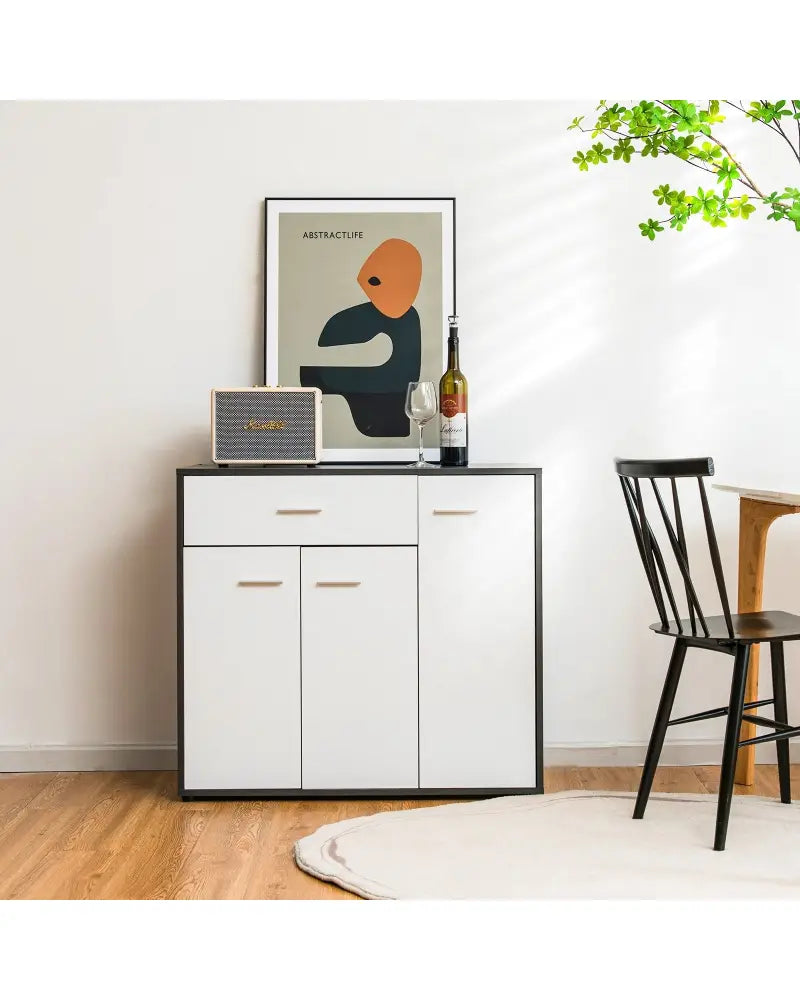 Buffet Sideboard Storage Cabinet with Spacious Table Top - Black & White - Sideboards Cabinets & Buffets