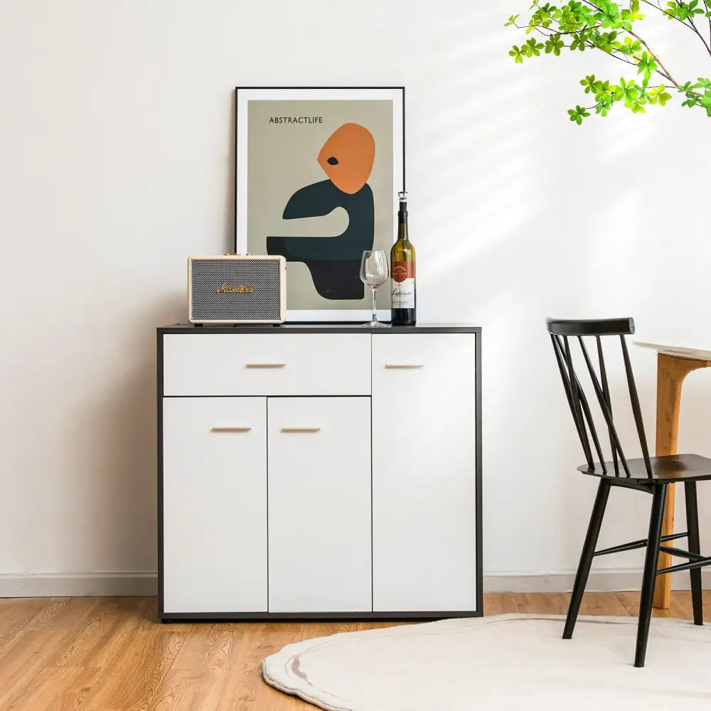 Buffet Sideboard Storage Cabinet with Spacious Table Top - Black & White - Sideboards Cabinets & Buffets